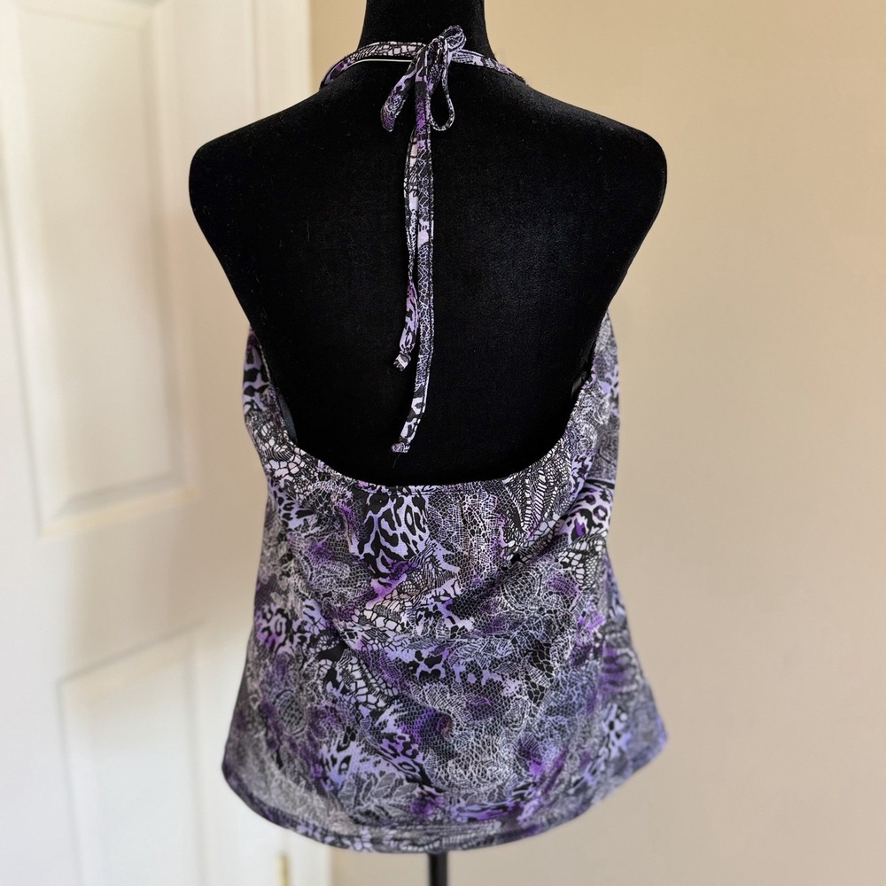 Iz Byer VTG Y2K Babydoll Halter Top Purple (L) Lace Cheetah Print Punk Festival - Picture 3 of 6